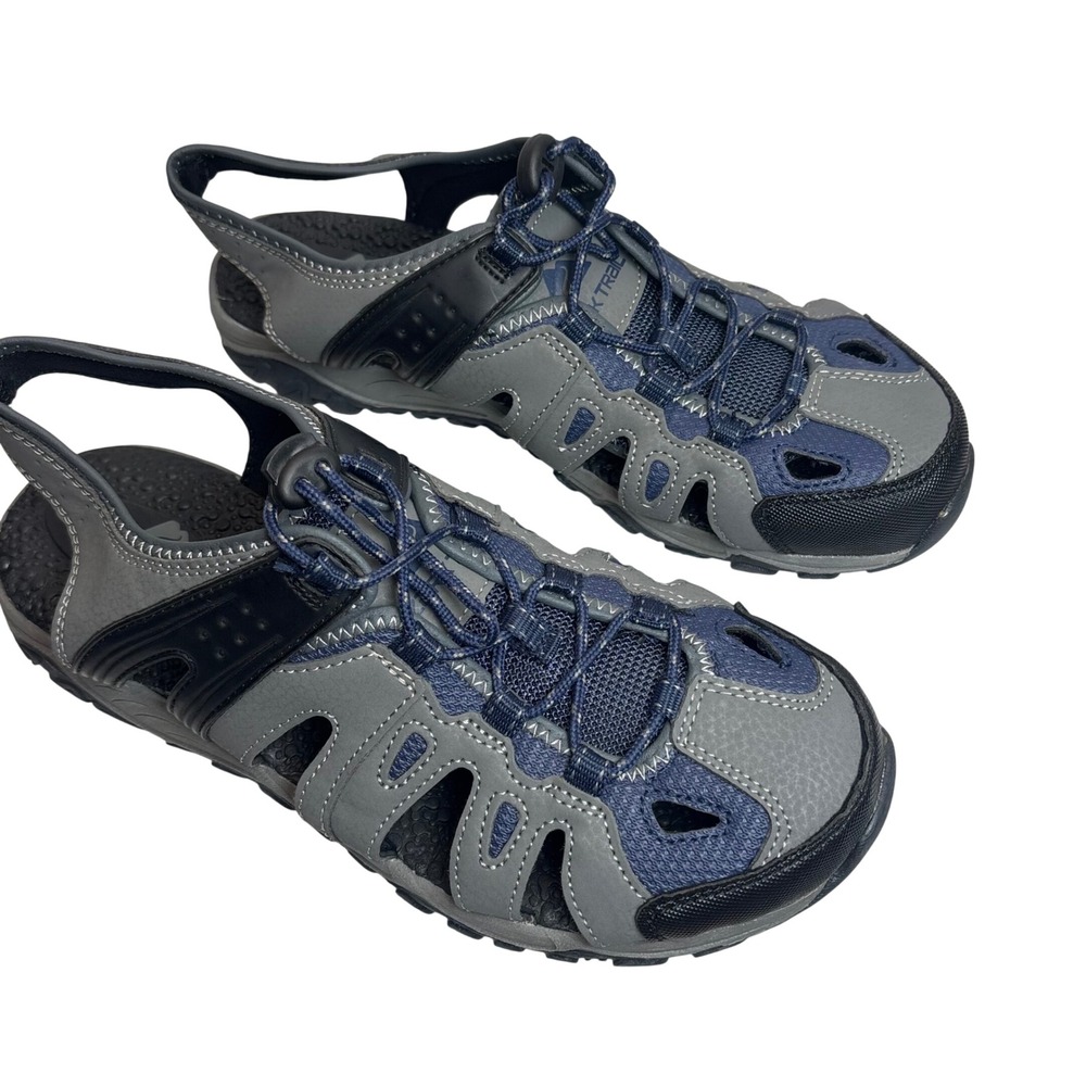 Ozark Trail Hiking Sandals Men 8 Gray Blue Bungee Closed Toe Outdoor Gorpcore